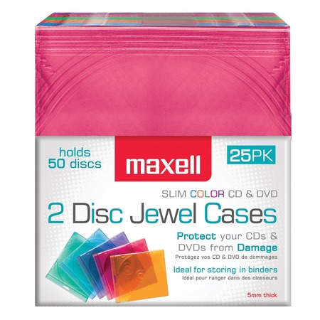 MAXELL Dual-Disc Jewel Cases, 25 Pack 190131OD